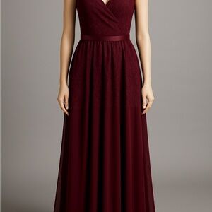 Elegant Burgundy Evening Gown